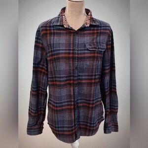 Original Penguin Blue Plaid Flannel Button Down Casual Shirt Womans size Medium